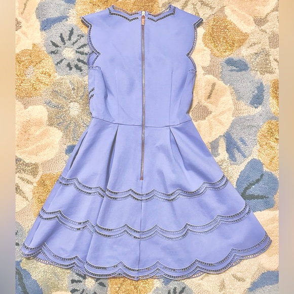 Ted Baker Sleeveless French Blue A-line Minidress Scalloped Ladder Lace Detail - Picture 6 of 11